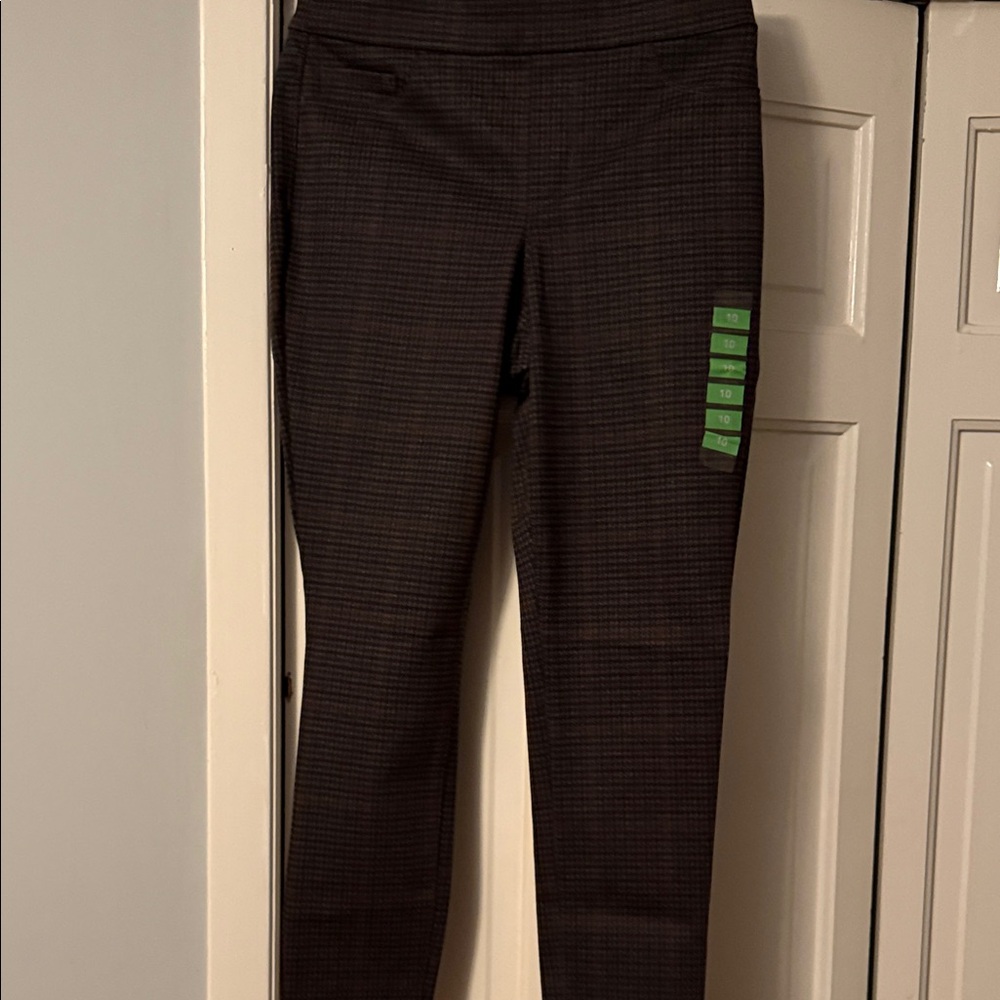 Nine West Brown Checkered Skinny Jeans